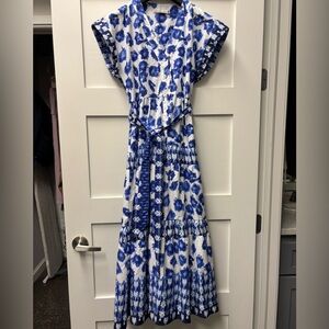 Abercrombie Tie Maxi Dress Blue pattern | XSP